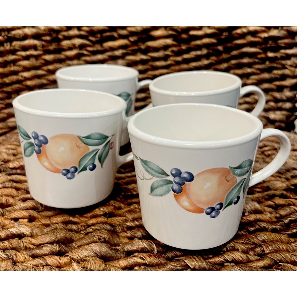 Set of 4 Vintage Corelle CorningWare ABUNDANCE Fruit Coffee Tea Mug Cottage-core